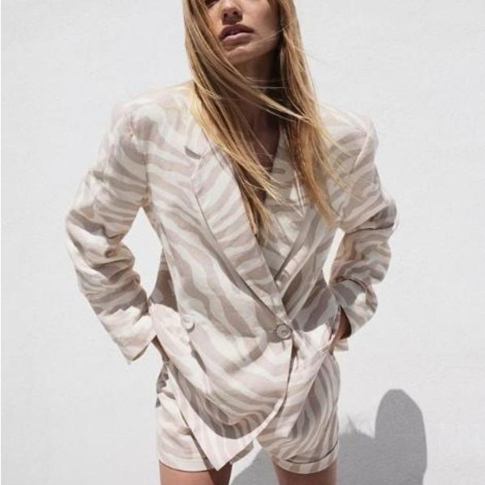 Anine Bing Kaia Sand Zebra Blazer